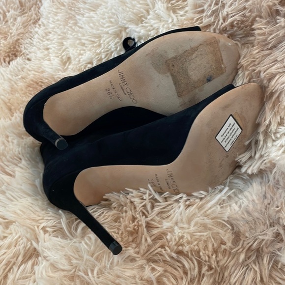 JIMMY CHOO | Mavy Velvet 85mm Bootie | Lace up Peep Toe Stilettos | Black | 36.5 - Picture 7 of 9